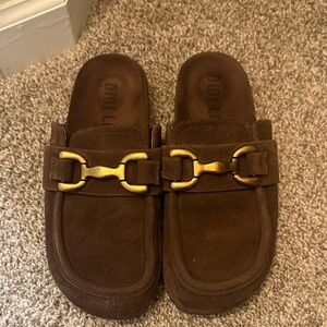 Brown Mules with Gold Accent